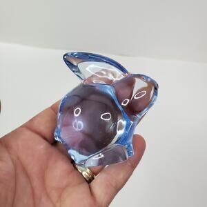 Vintage Oneida Light Blue Bunny Rabbit Lead Crystal Glass Hand Cut & Blown Korea
